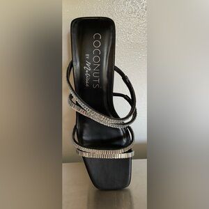 Coconuts by Matisse Black and Silver Strappy Heels